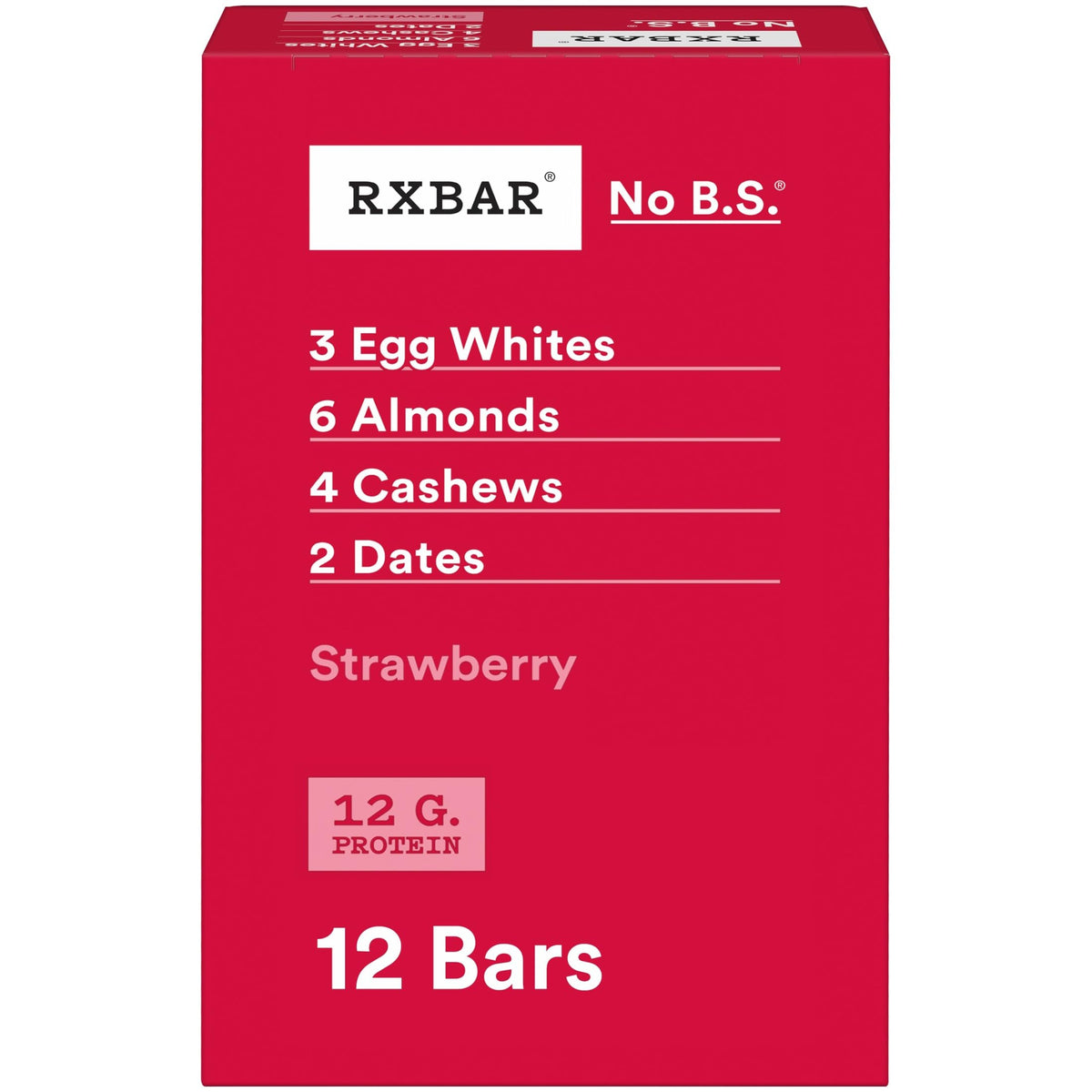 RXBAR Protein Bars, 12g Protein, Gluten Free Snacks, Strawberry, 22oz