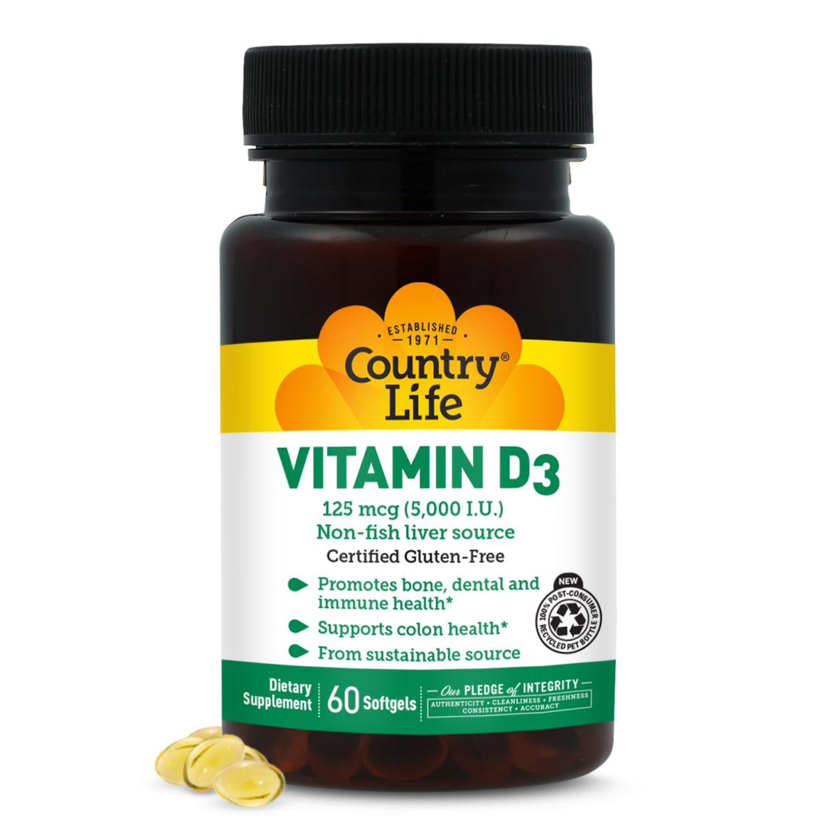 Country Life Vitamin D3 5000 IU - 60 Softgels