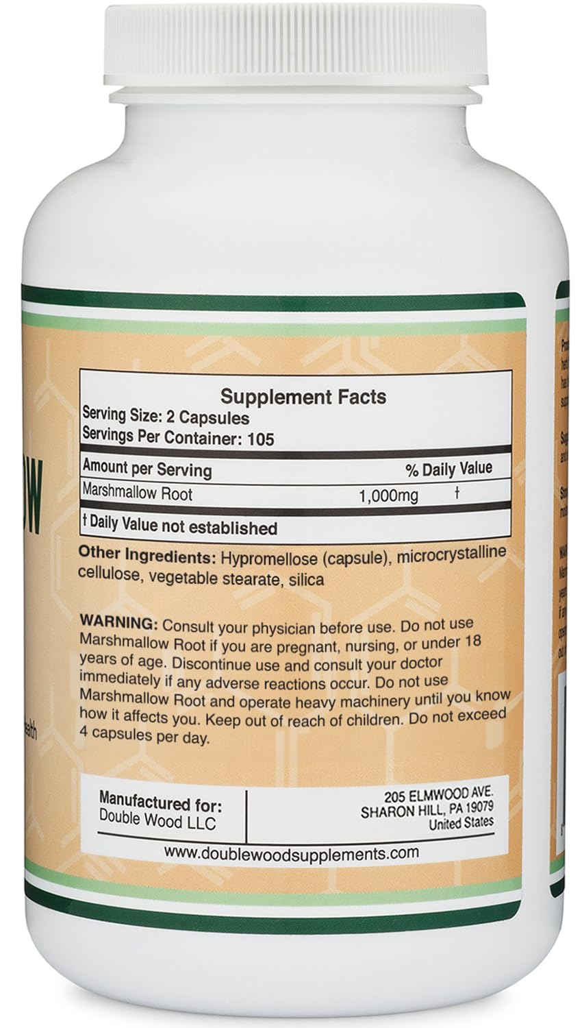 Double Wood Supplements Marshmallow Root 1,000mg - 210 Capsules - image 3