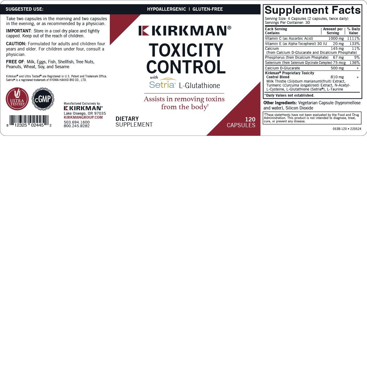 Kirkman Toxicity Control Detox Supplement - 120 Capsules - image 3