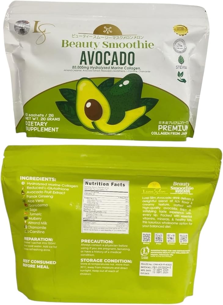 Generic Luxe Beauty Avocado Beauty Smoothie Collagen Drink Mix - 10 Sachets - image 3