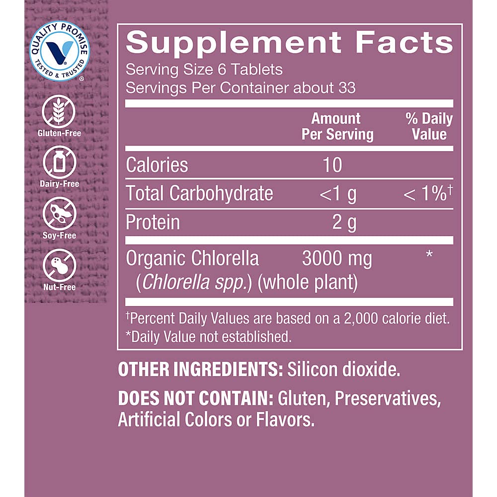 The Vitamin Shoppe Organic Chlorella Green Superfood - 200 Tablets - image 2
