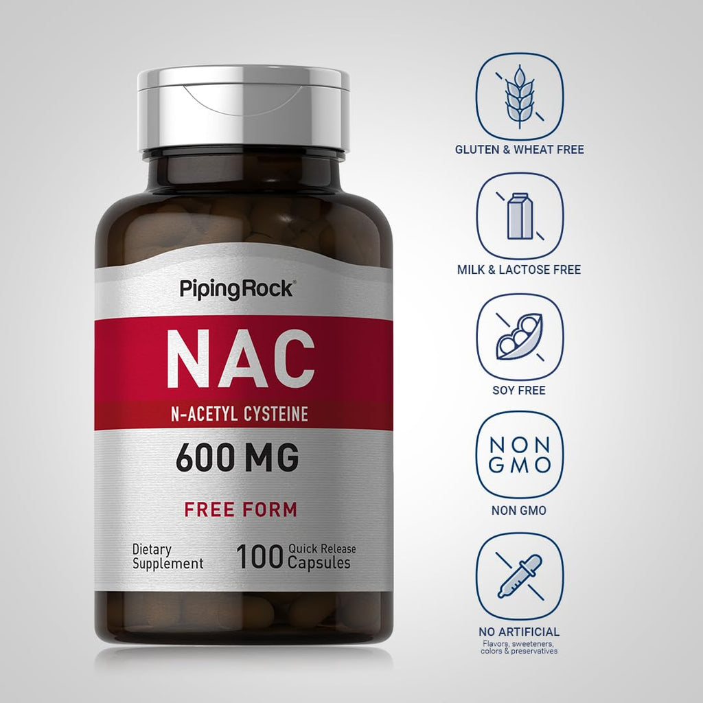 Piping Rock NAC N-Acetyl Cysteine 600mg - 100 Capsules - image 3