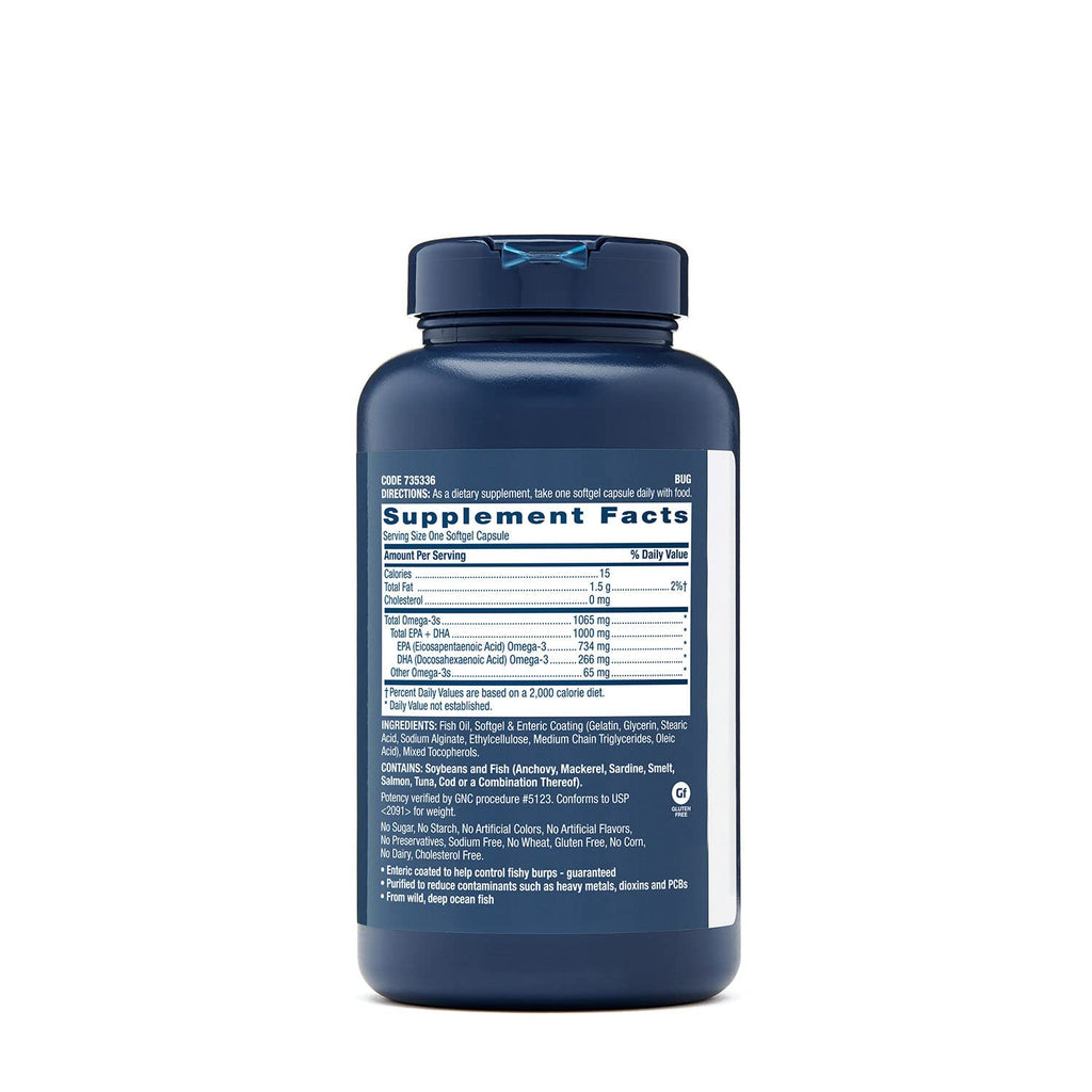 GNC Triple Strength Fish Oil 1000mg EPA & DHA - 120 Softgels - image 2
