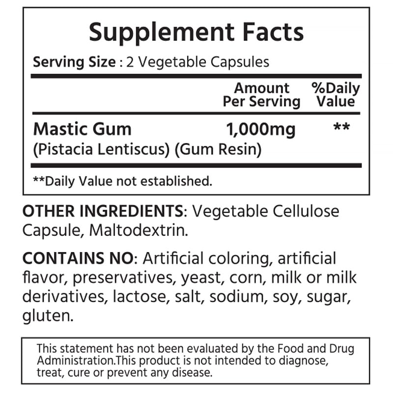 ML Naturals Mastic Gum 1,000mg - 240 Vegan Capsules - image 2