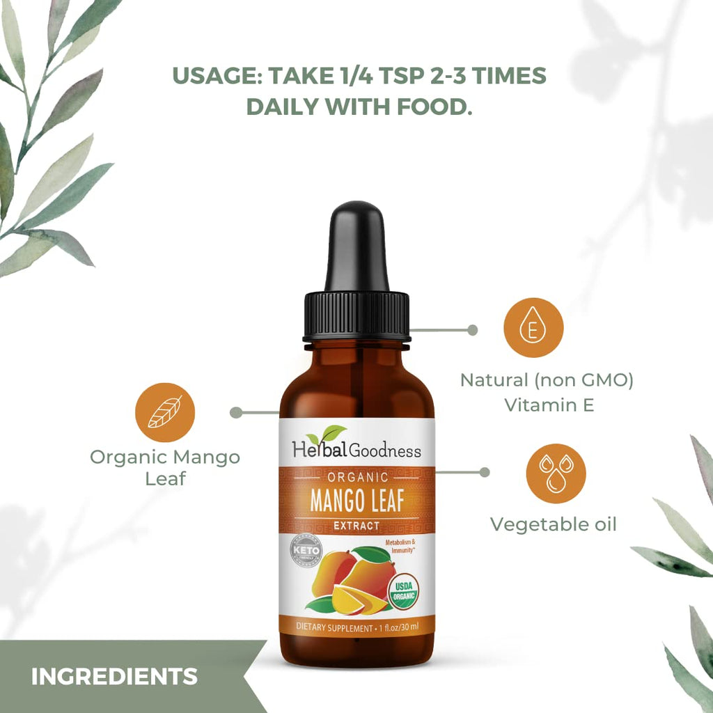 Herbal Goodness Organic Mango Leaf Extract Liquid - 1 fl oz - image 9