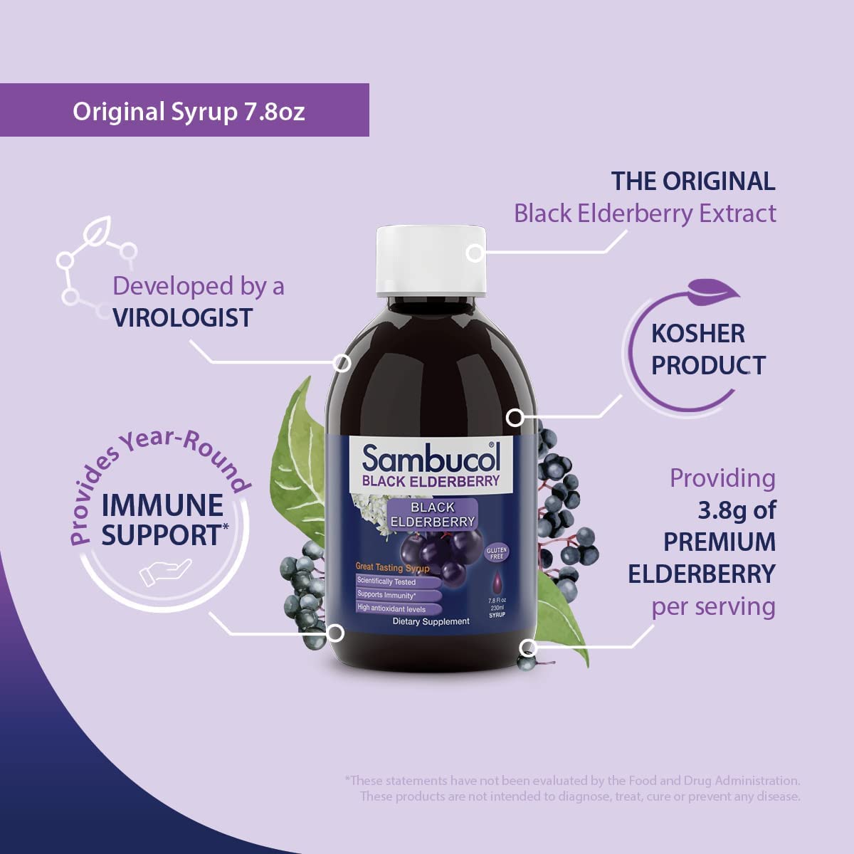 Sambucol Black Elderberry Syrup Immune Support - 7.8 Fl Oz (Pack of 2) - image 4
