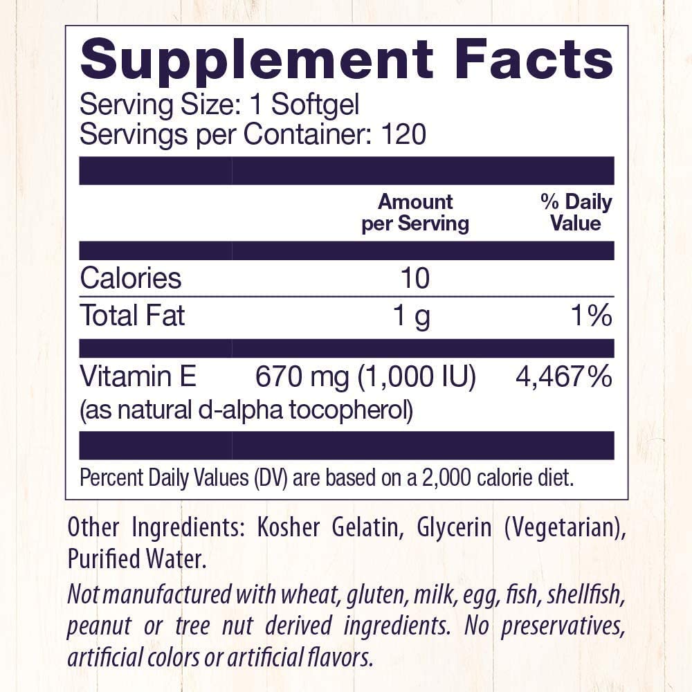 Healthy Origins Vitamin E 1,000 IU Natural Mixed Tocopherols - 120 Softgels - image 4