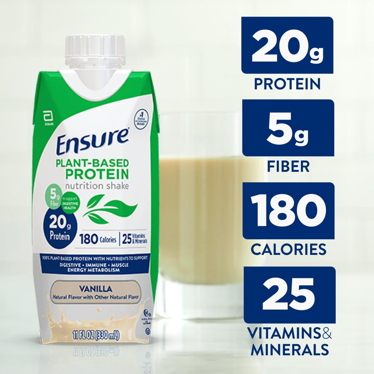 Ensure 100% Plant-Based Vegan Protein Nutrition Shakes with 20g Fava