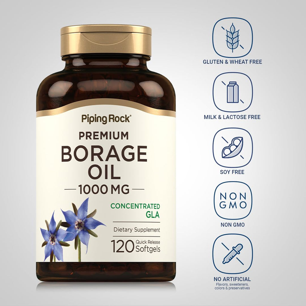 Piping Rock Borage Oil Supplement 1000mg - 120 Softgels - image 3