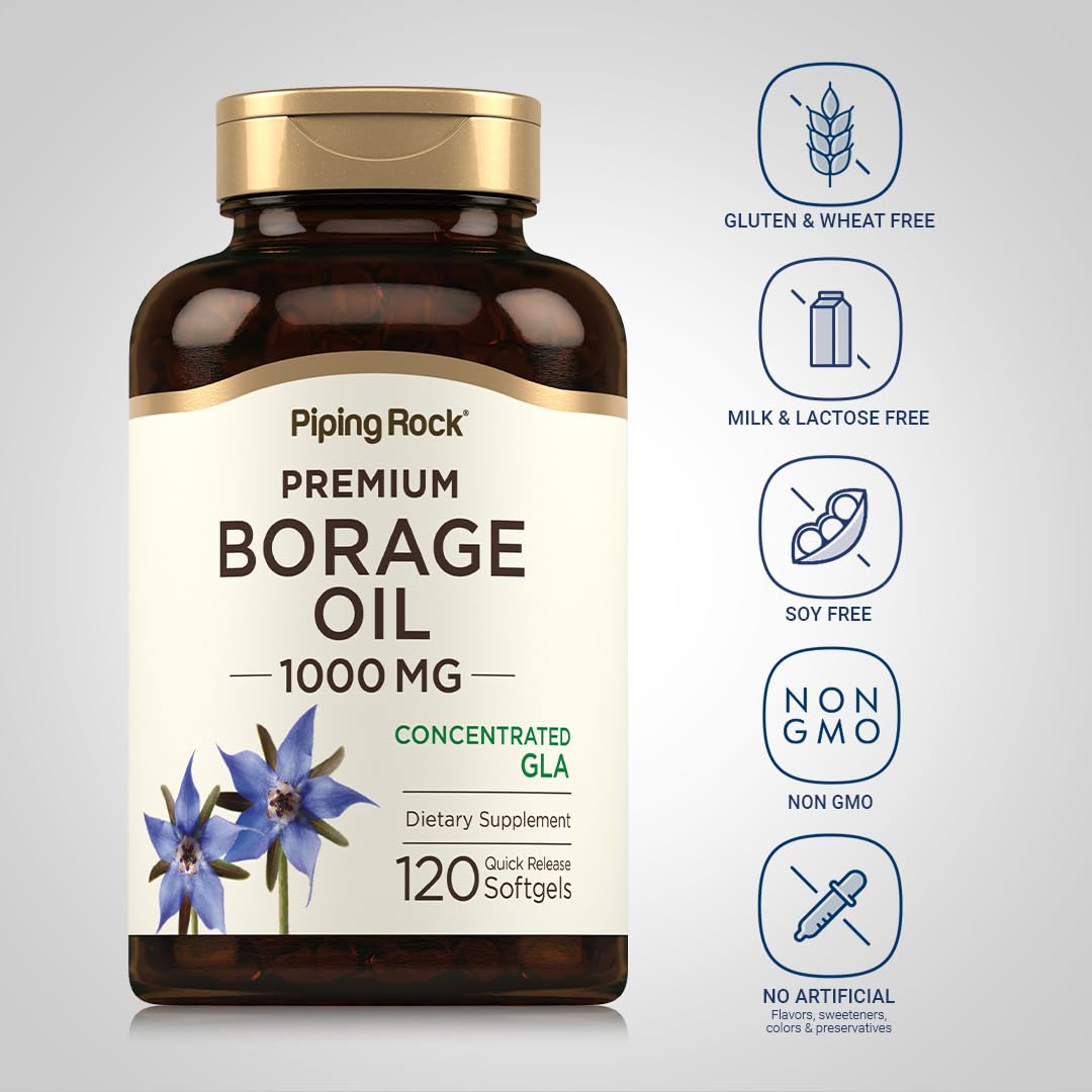 Piping Rock Borage Oil Supplement 1000mg - 120 Softgels - image 3