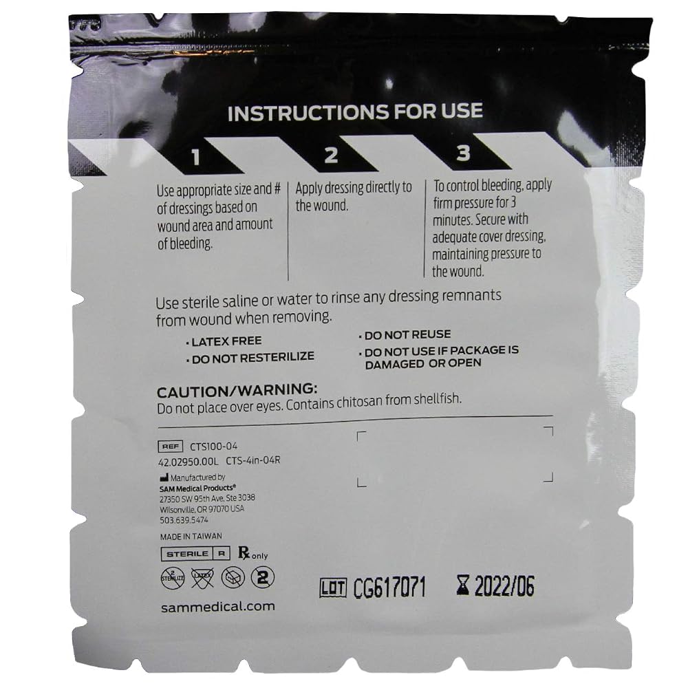 SAM Medical ChitoSAM 100 Hemostatic Dressing 4x4 - 1 Count - image 3