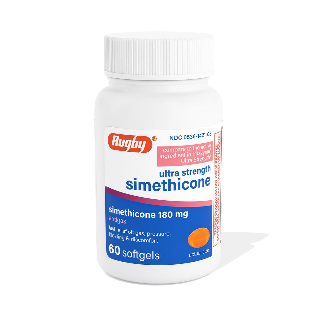 Rugby Ultra Strength Simethicone Gas Relief 180 mg - 60 Softgels