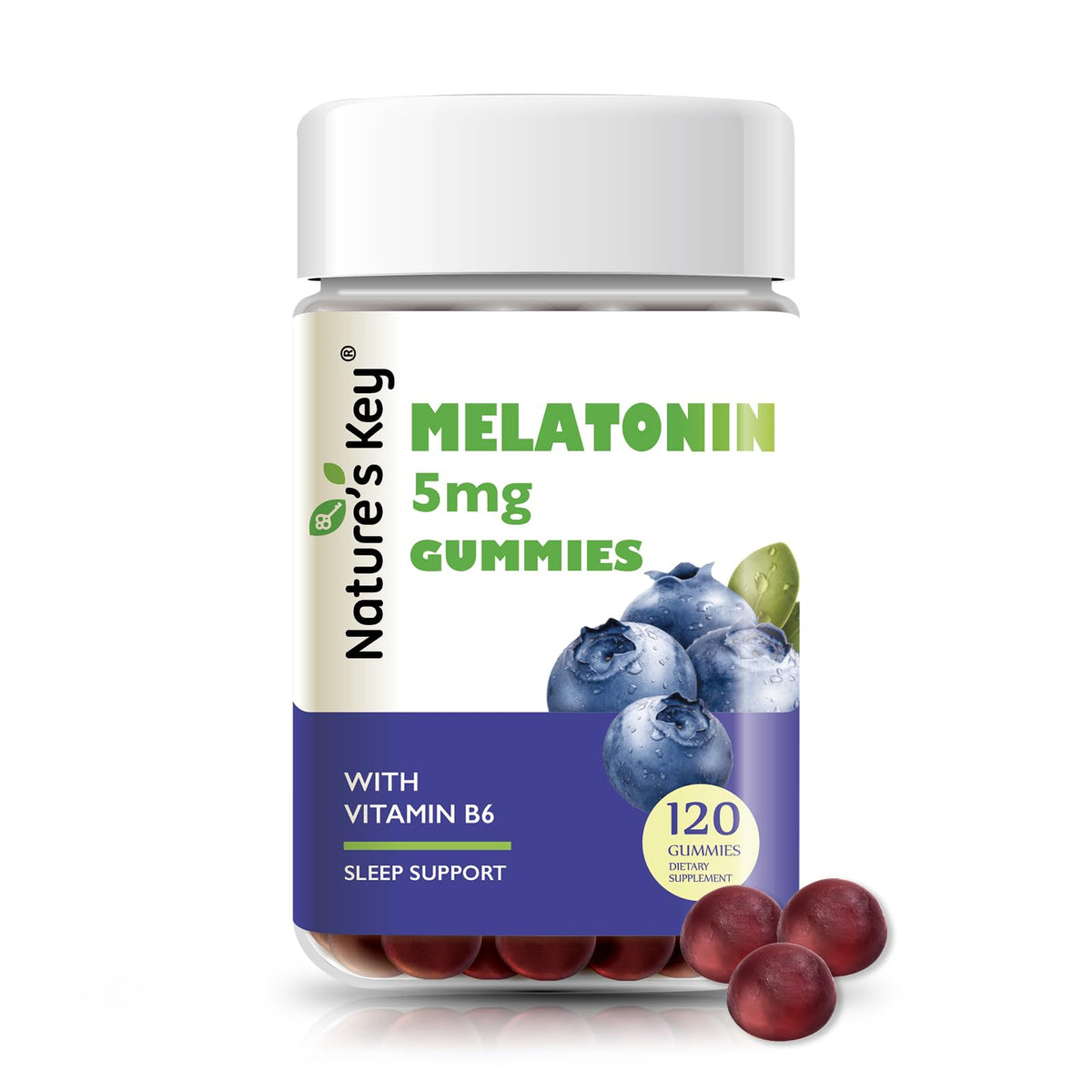 Nature's Key Melatonin 5mg Gummies with Vitamin B6 - 120 Count