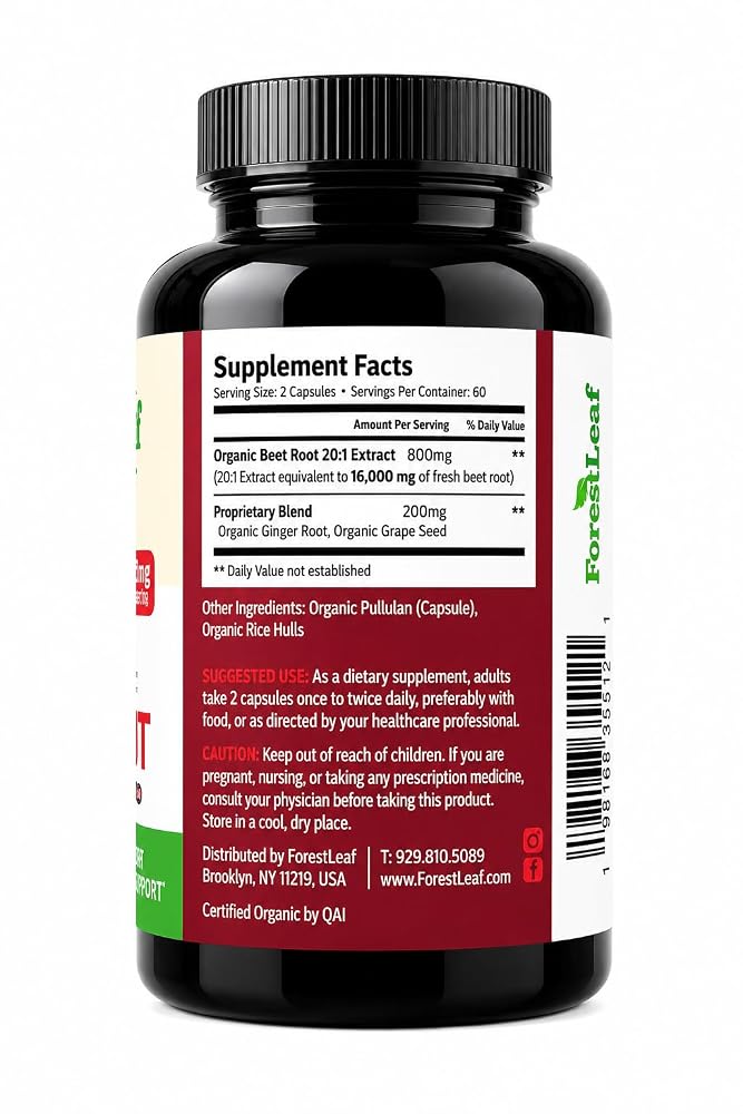 ForestLeaf USDA Organic Beet Root Capsules - Beetroot Supplement