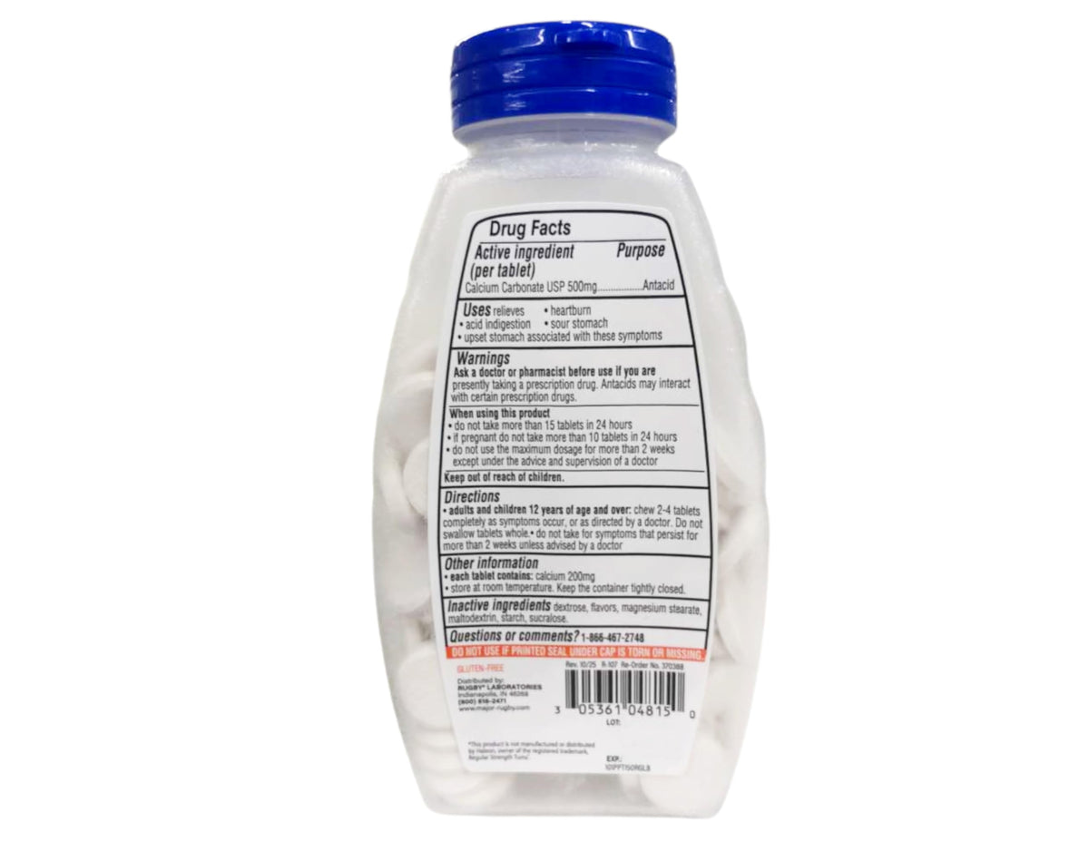 Rugby Calcium Carbonate 500mg Antacid Tablets Peppermint - 150 Tablets - image 2