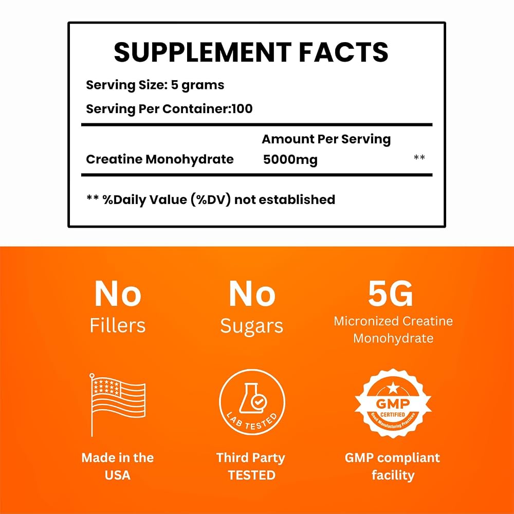 Nature4U Micronized Creatine Monohydrate Powder - 100 Servings - image 2