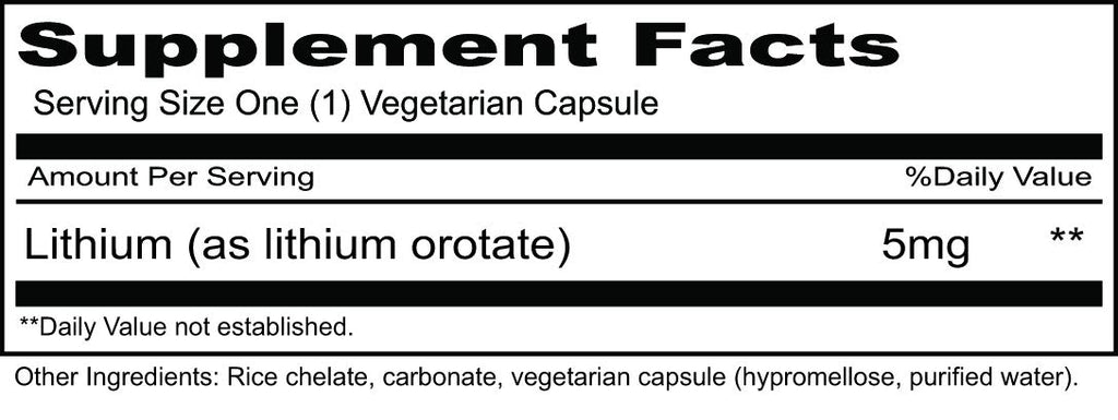 Priority One Lithium Orotate 5mg - 100 Vegetarian Capsules - image 2