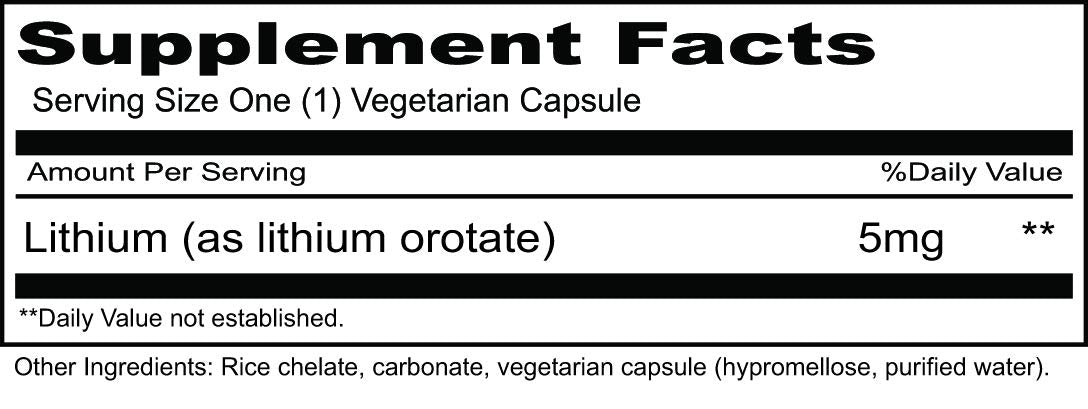 Priority One Lithium Orotate 5mg - 100 Vegetarian Capsules - image 2