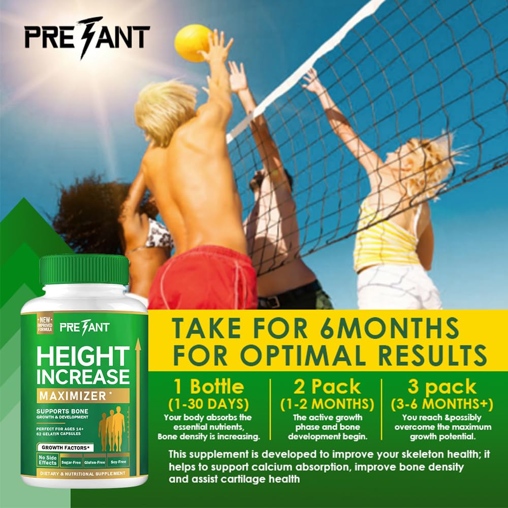 PRETANT Growth Capsules Height Increase Maximizer with Calcium - 62 Capsules - image 4