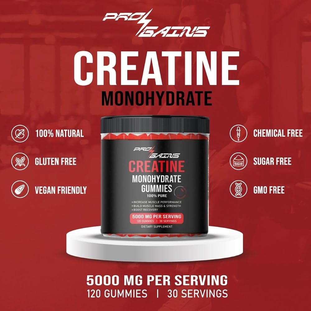 PRO GAINS Creatine Monohydrate Gummies for Muscle Strength - 120 Gummies - image 5