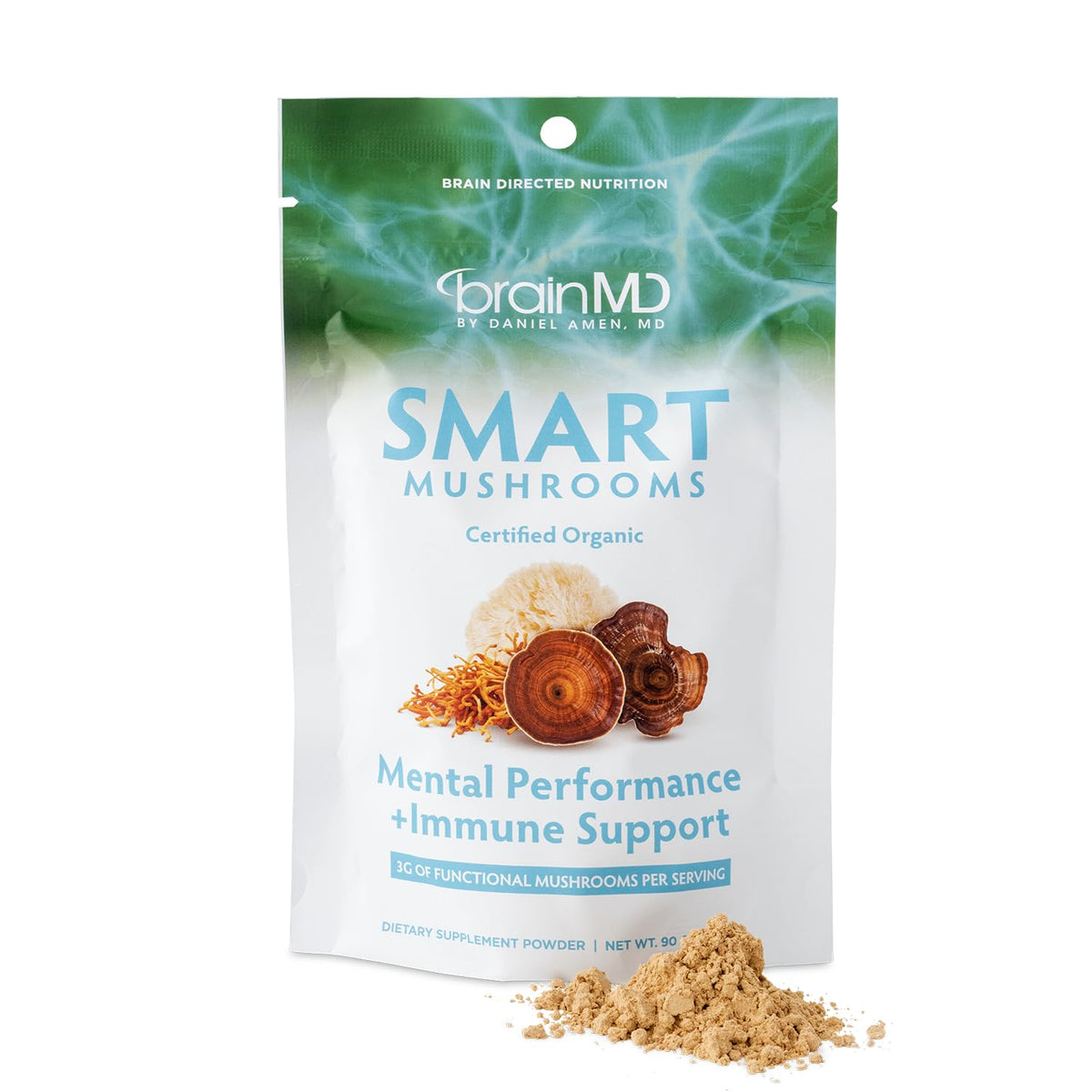 BrainMD Smart Mushrooms Certified Organic Powder - 30 Servings