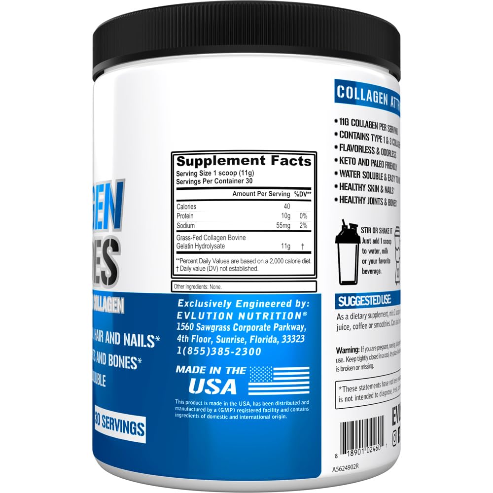 Evlution Collagen Peptides Powder Hydrolyzed Collagen - 30 Servings - image 4