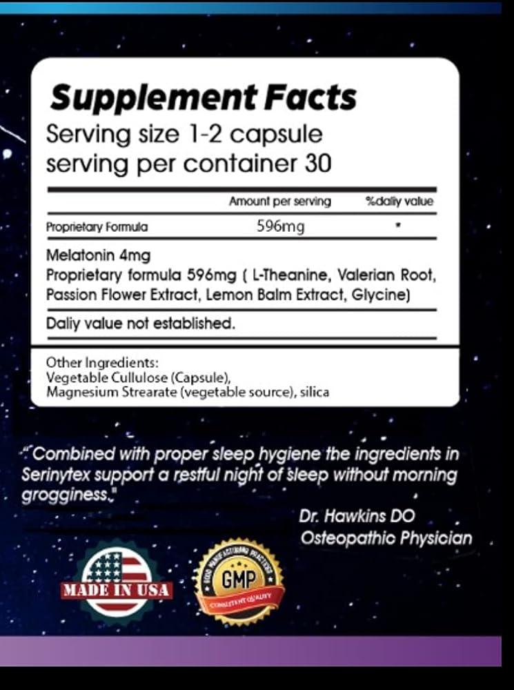 Serinytex Sleep Support for Adults with L-Theanine - 60 Vegetarian Capsules - image 6