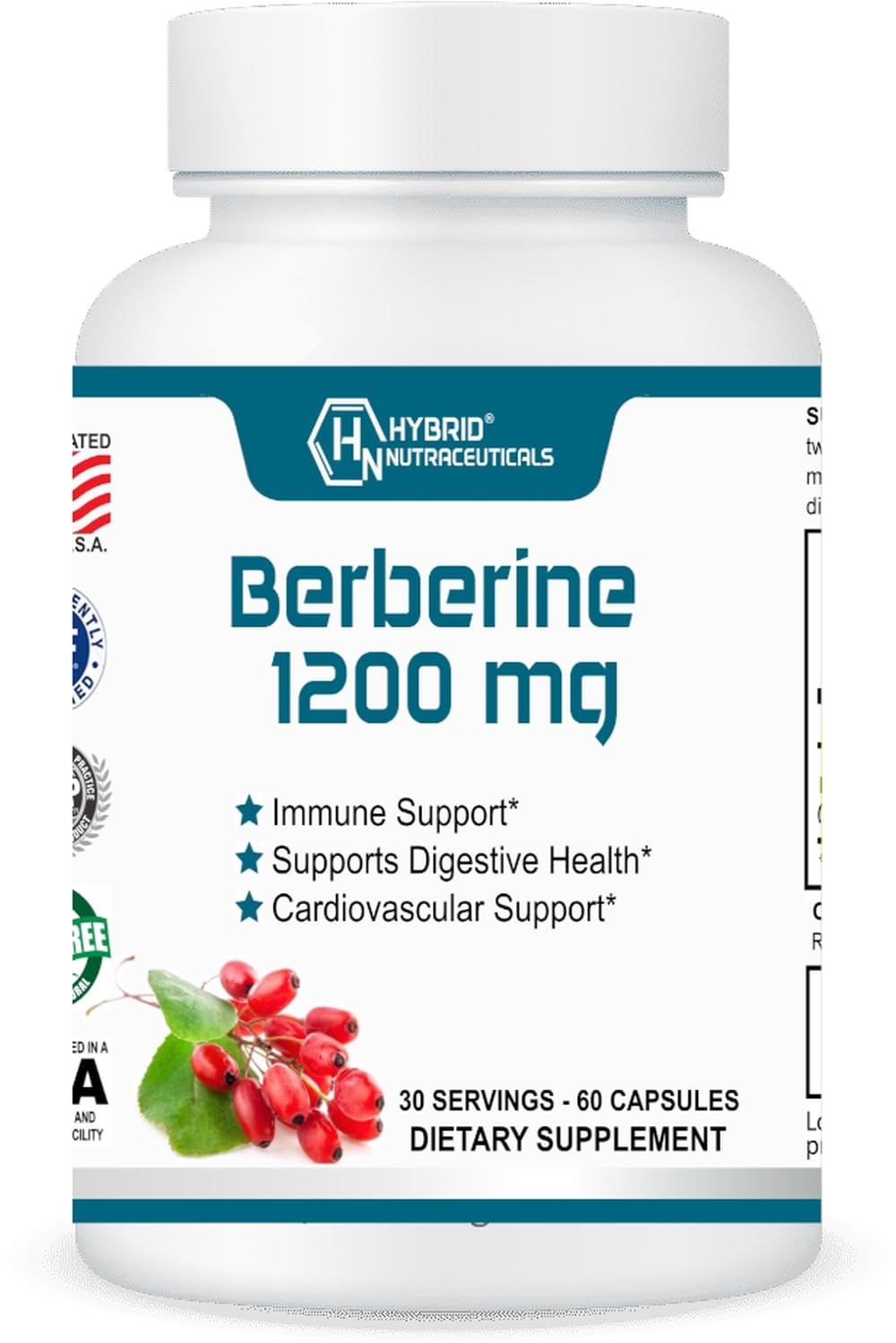 Hybrid Nutraceuticals Berberine 1200mg - 60 Capsules