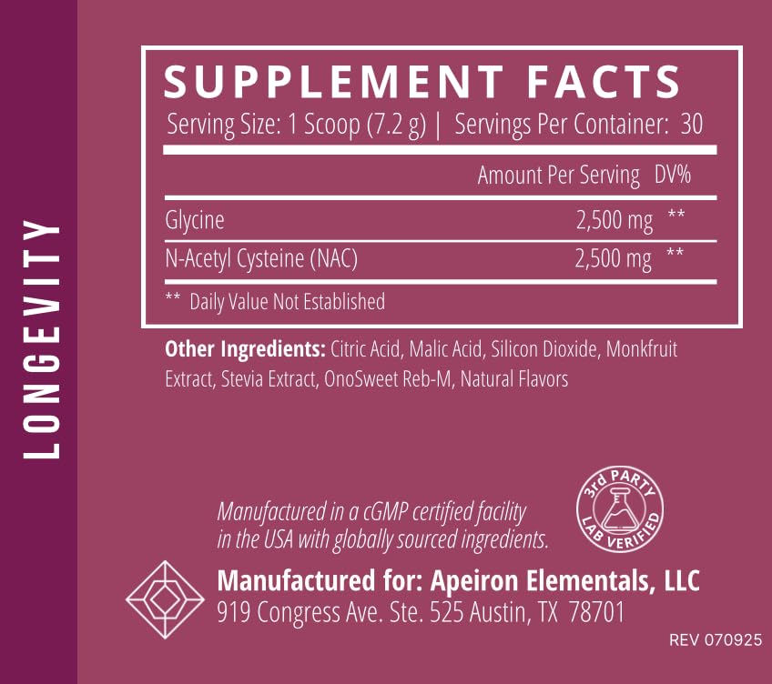 Apeiron Elementals NAC + Glycine Powder - 7.62 oz - image 5