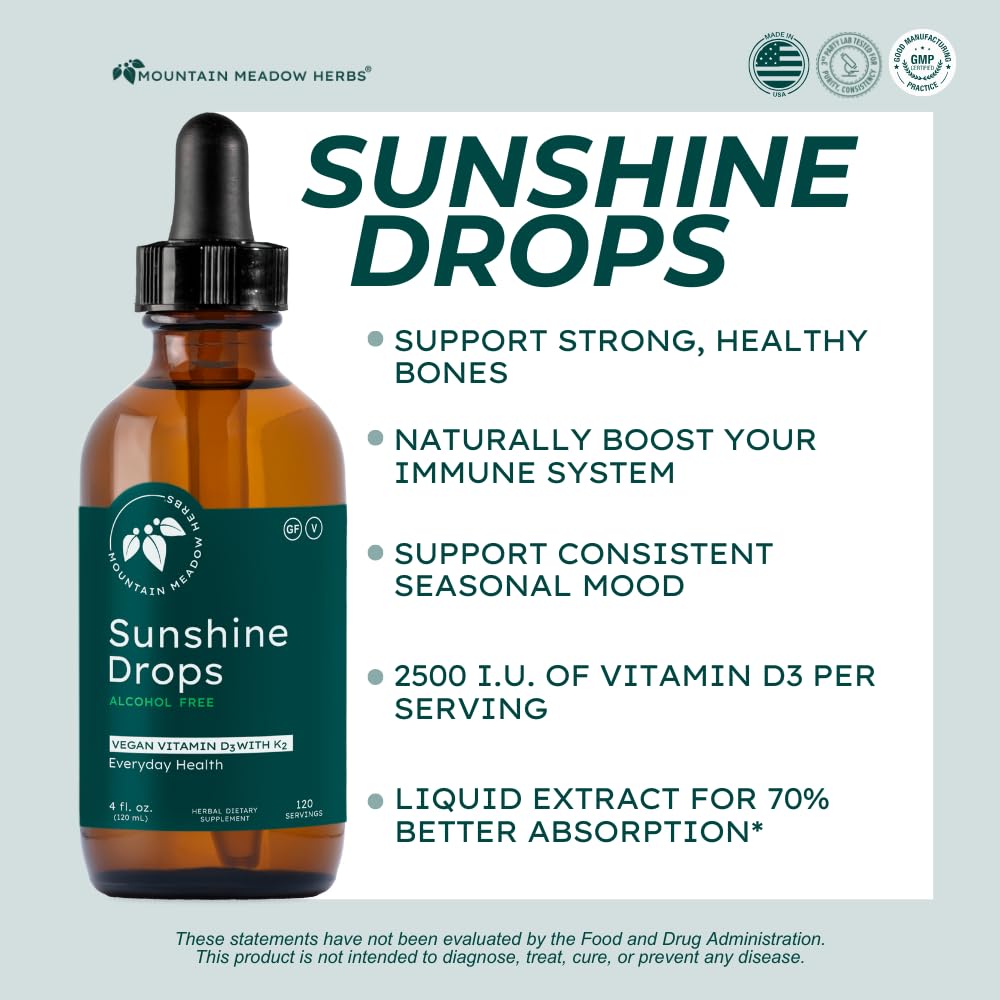 Mountain Meadow Herbs Sunshine Drops Vegan Vitamin D3 - 4 fl oz - image 2