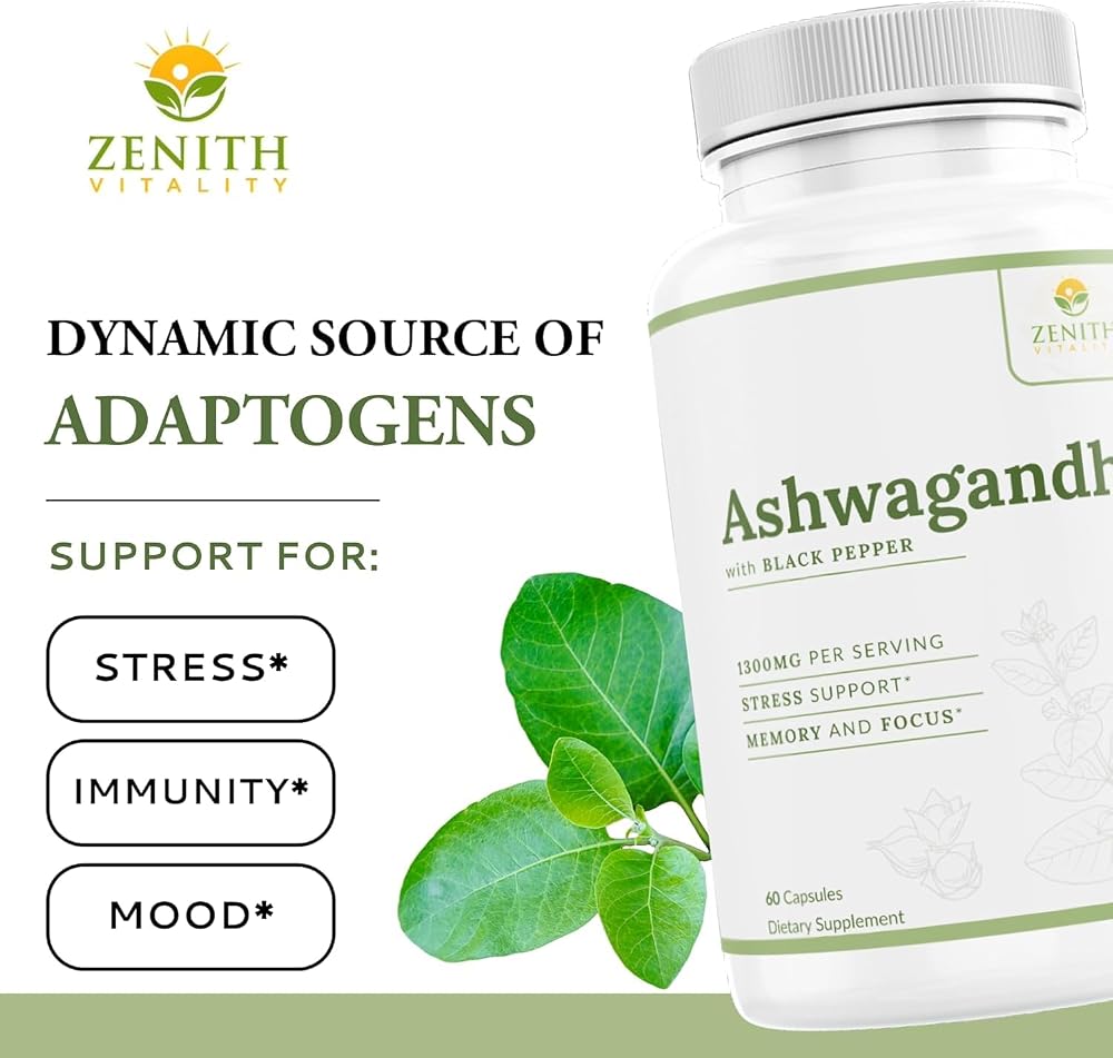 Zenith Vitality Ashwagandha 1300mg Stress Relief - 60 Capsules - image 5