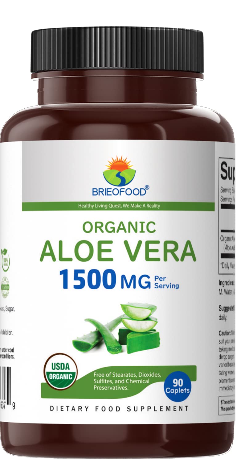 Brieofood Organic Aloe Vera 1500mg - 90 Vegetarian Tablets - image 2