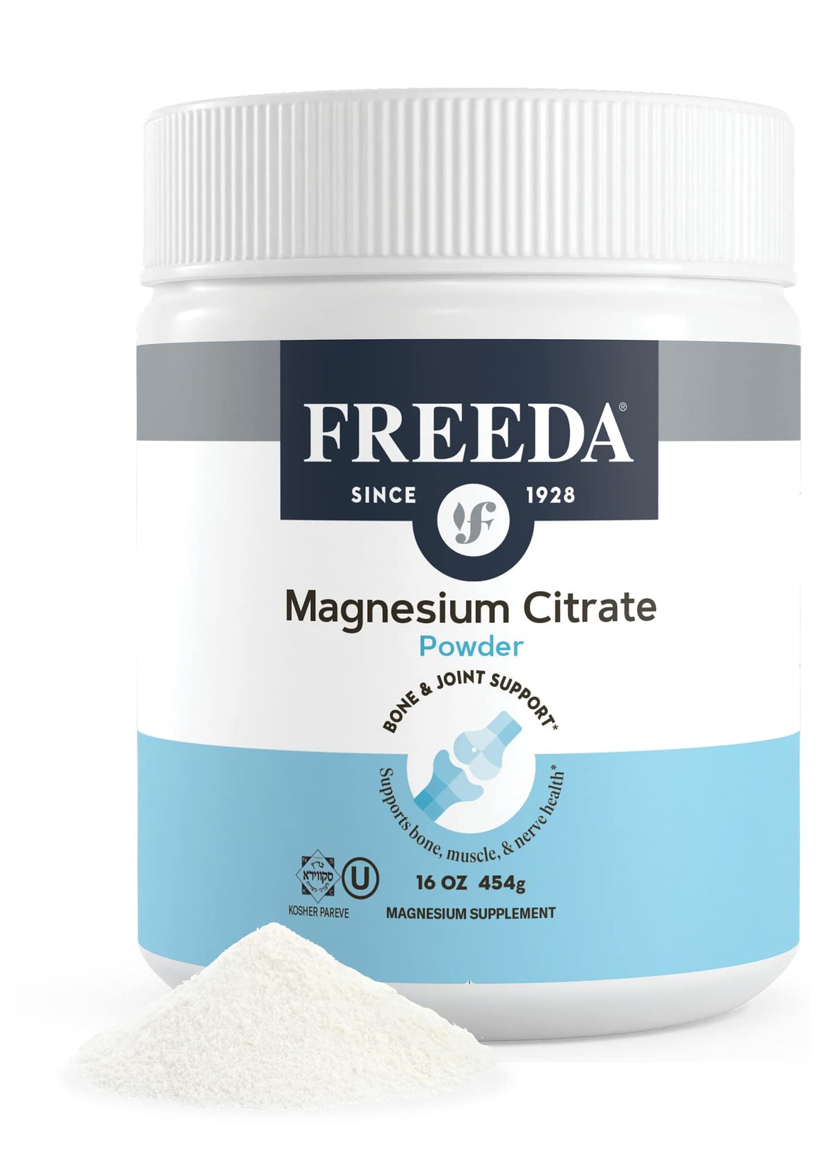 FREEDA Magnesium Citrate Powder for Bone & Muscle Support - 16 Oz