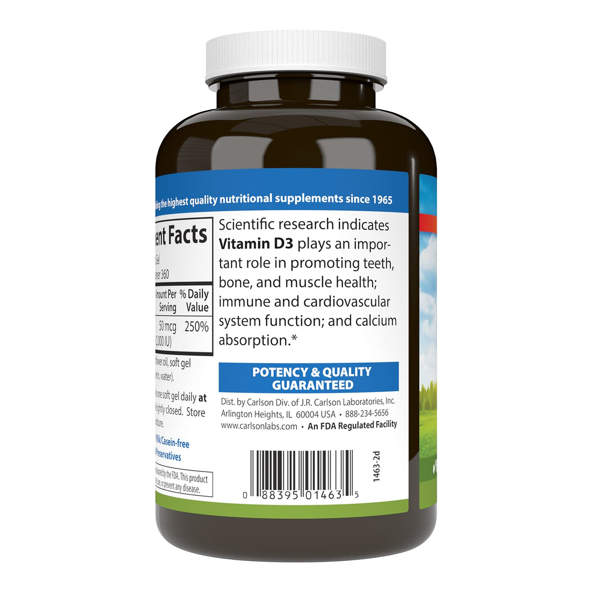 Carlson Vitamin D3 2000 IU Bone Health - 360 Softgels - image 3