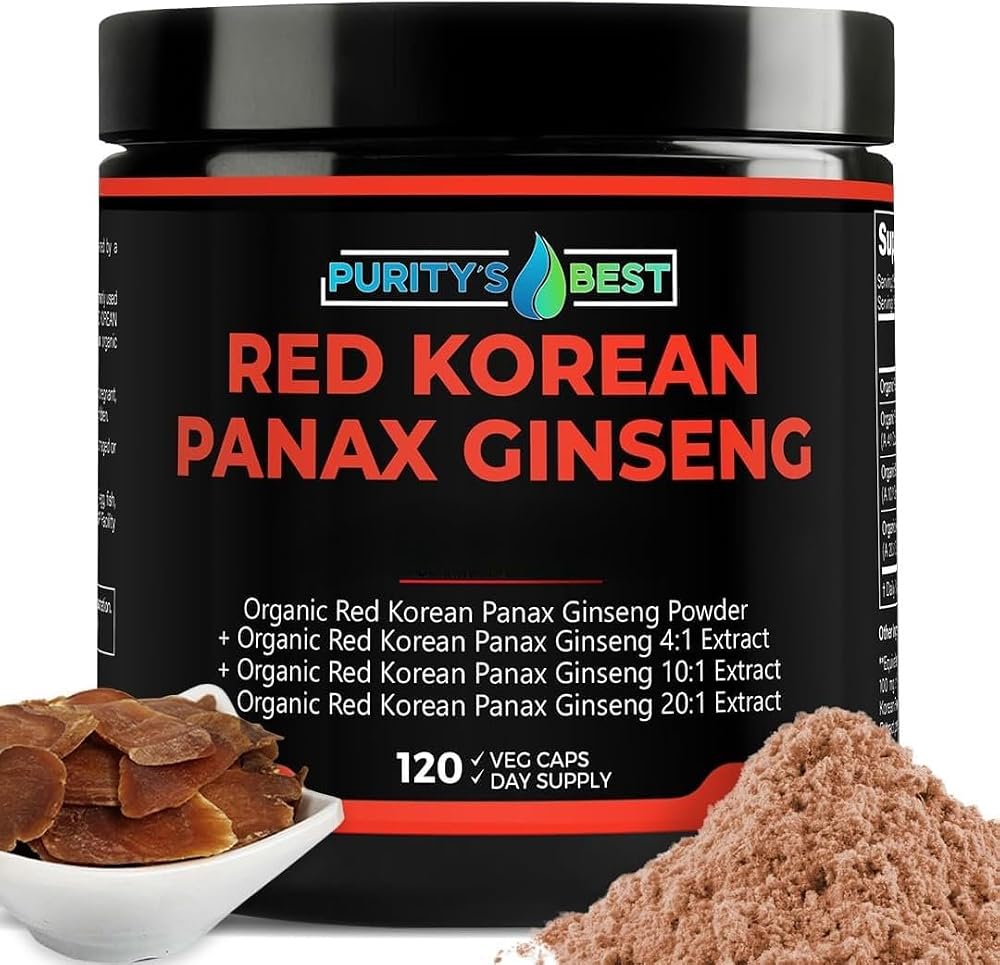 Purity's Best Red Korean Panax Ginseng 5% Ginsenosides - 120 Vegetarian Capsules