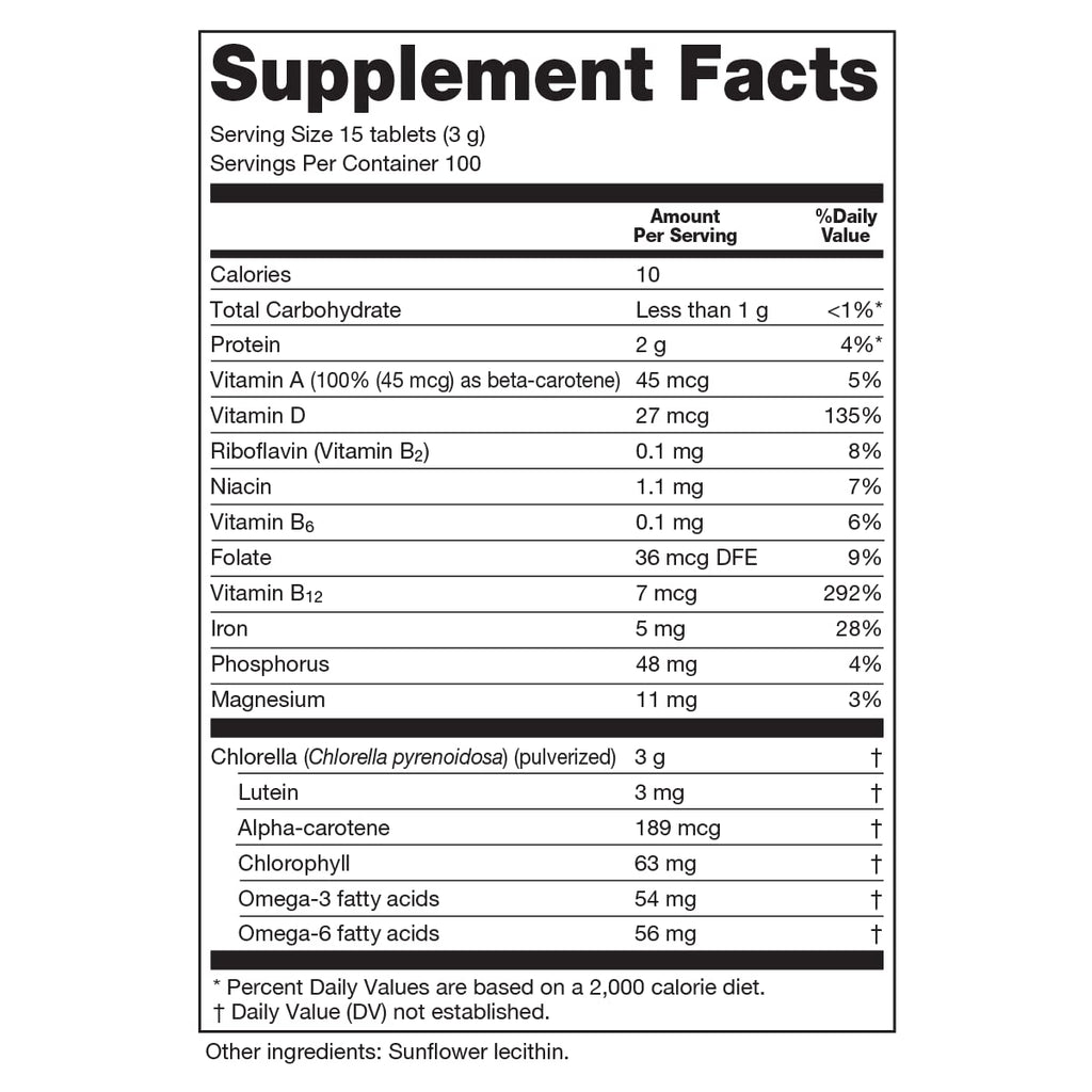 Sun Chlorella 200mg Tablets, 90%+ Pulverized Cell Wall - 1500 Count - image 6