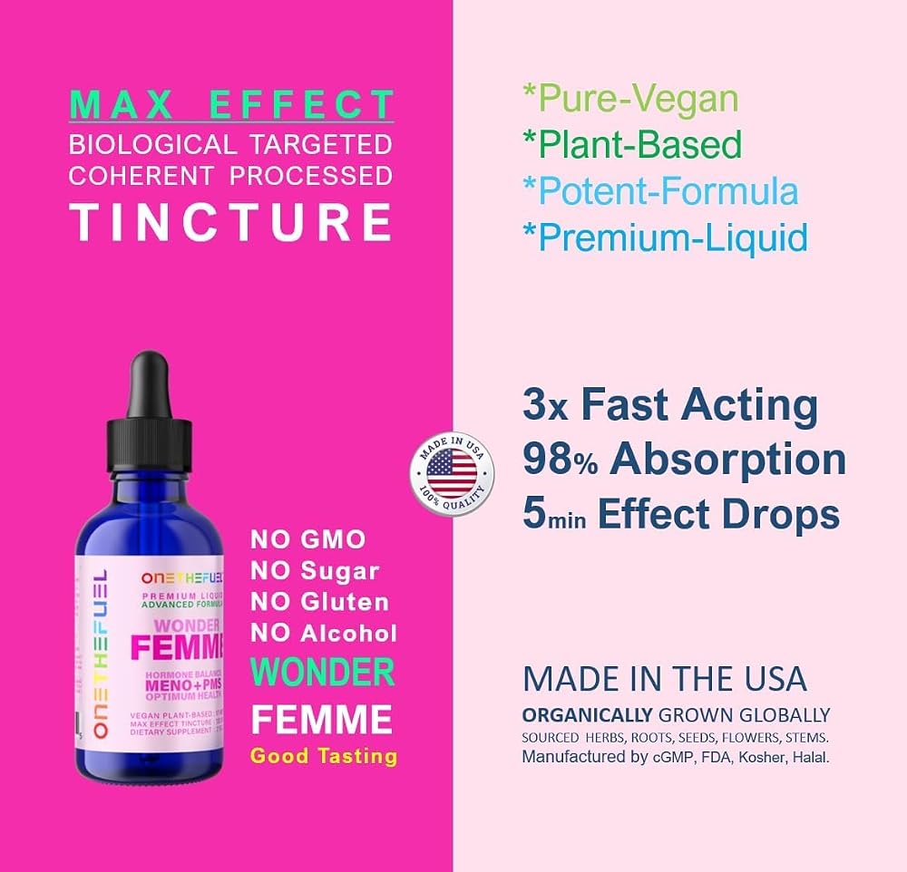 ONETHEFUEL Wonder Femme Plant-Based Hormone Balance Tincture - 2 Fl Oz - image 5
