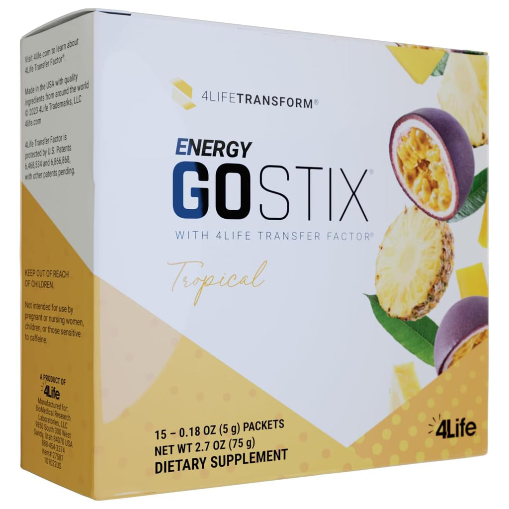 4Life Energy Go Stix Tropical Drink Mix with Amino Acids - 15 Packets