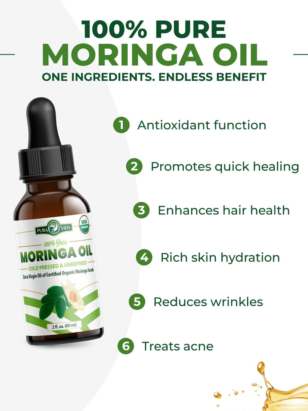 PURA VIDA MORINGA Organic Moringa Seed Oil - 2 Fl Oz - image 2