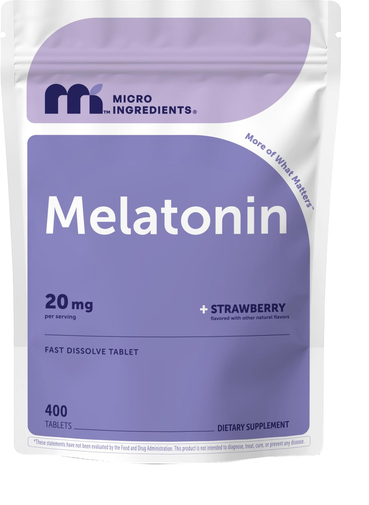 Micro Ingredients Melatonin 20mg Fast Dissolve - 400 Tablets