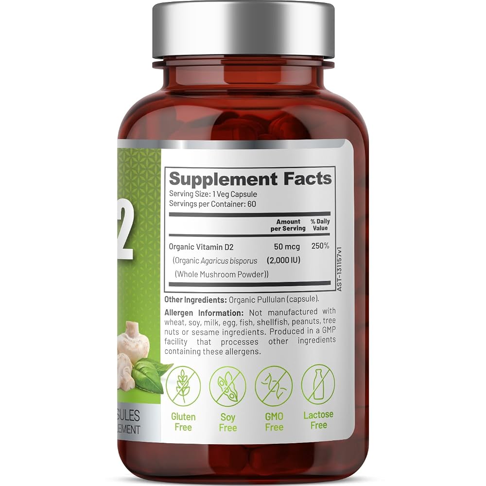 EAT Intact Whole Mushroom Vitamin D2 2000 IU - 60 Capsules - image 4