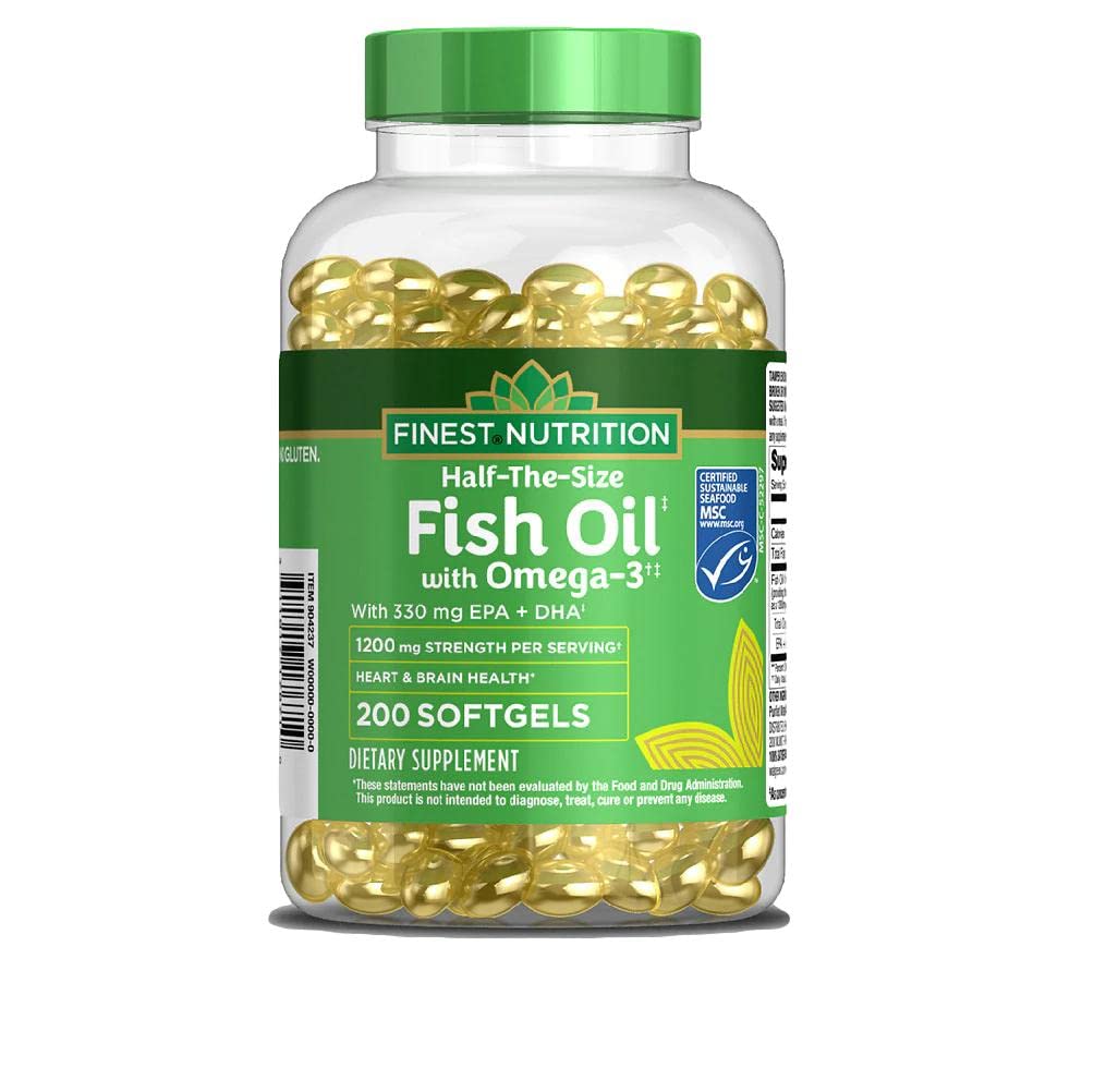 Finest Nutrition Half-the-Size Fish Oil 1200 mg - 200 Softgels