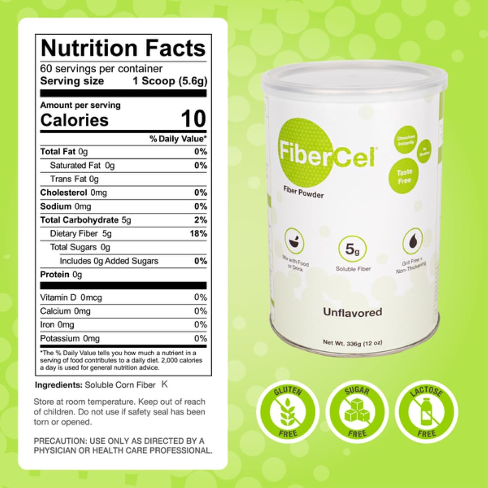 Global Health Products FiberCel Fiber Powder Unflavored - 12 oz - image 2