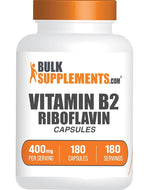 BulkSupplements Riboflavin Vitamin B2 400 mg - 180 Capsules