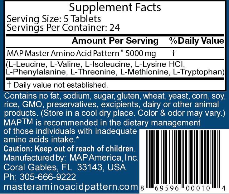 MAP Master Amino Acid Pattern Nutritional Supplement - 120 Tablets - image 3