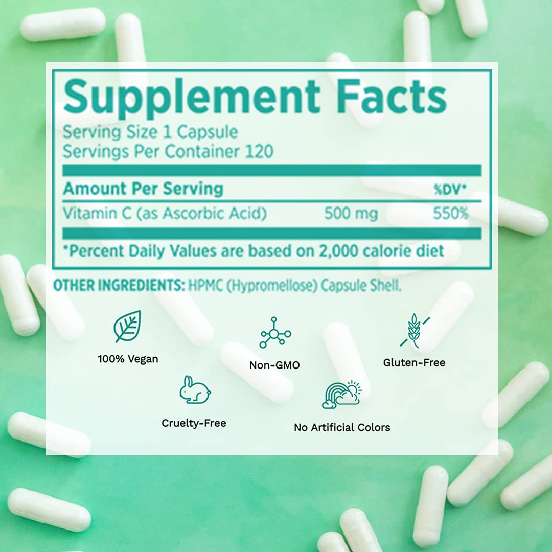 Vegan Life Nutrition Pure Vitamin C Supplement Immune Support - 120 Capsules - image 3