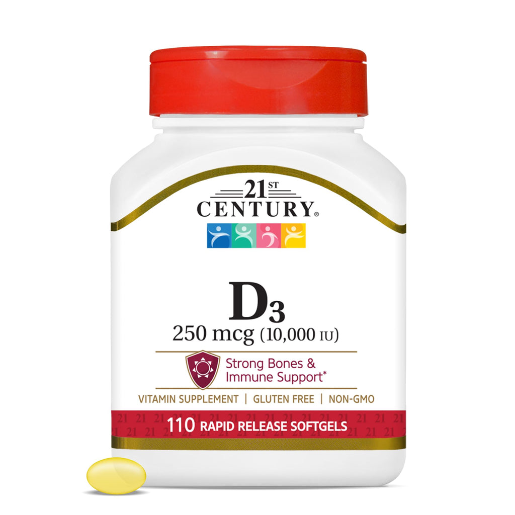 21st Century Vitamin D3 10,000 IU Rapid Release Softgels - 110 Count