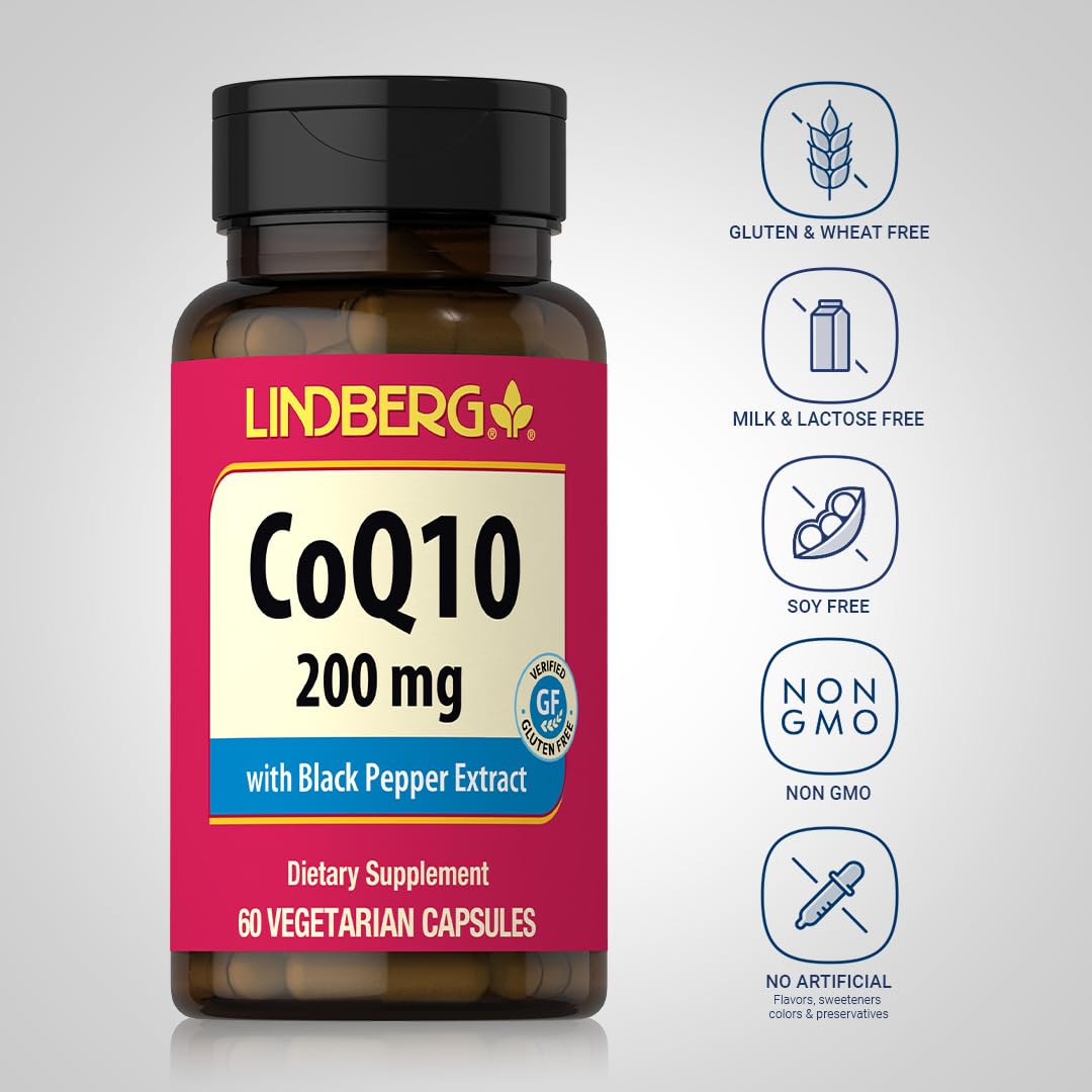 Lindberg CoQ10 200mg Antioxidant - 60 Vegetarian Capsules - image 3