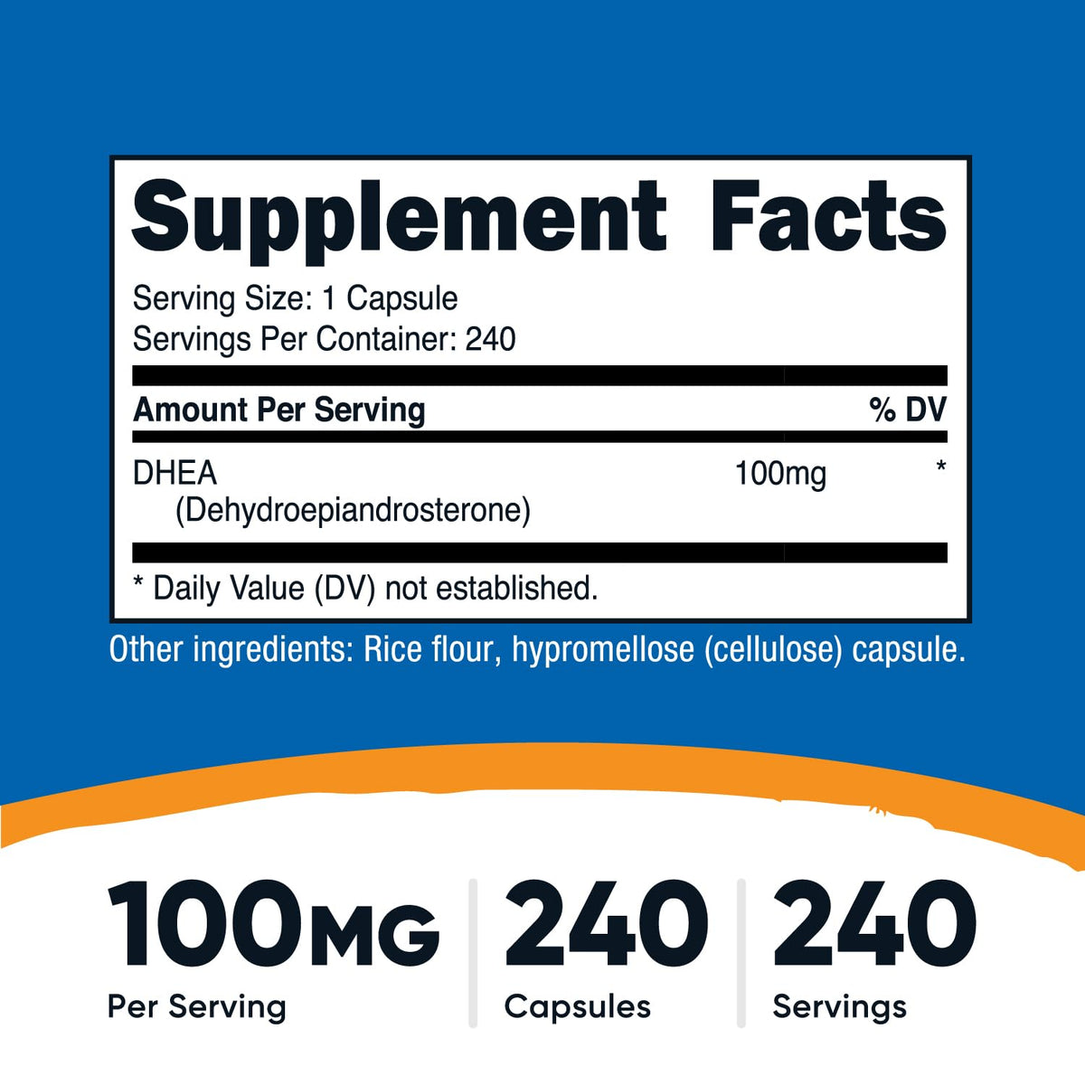 Nutricost DHEA 100mg Capsules - Gluten Free
